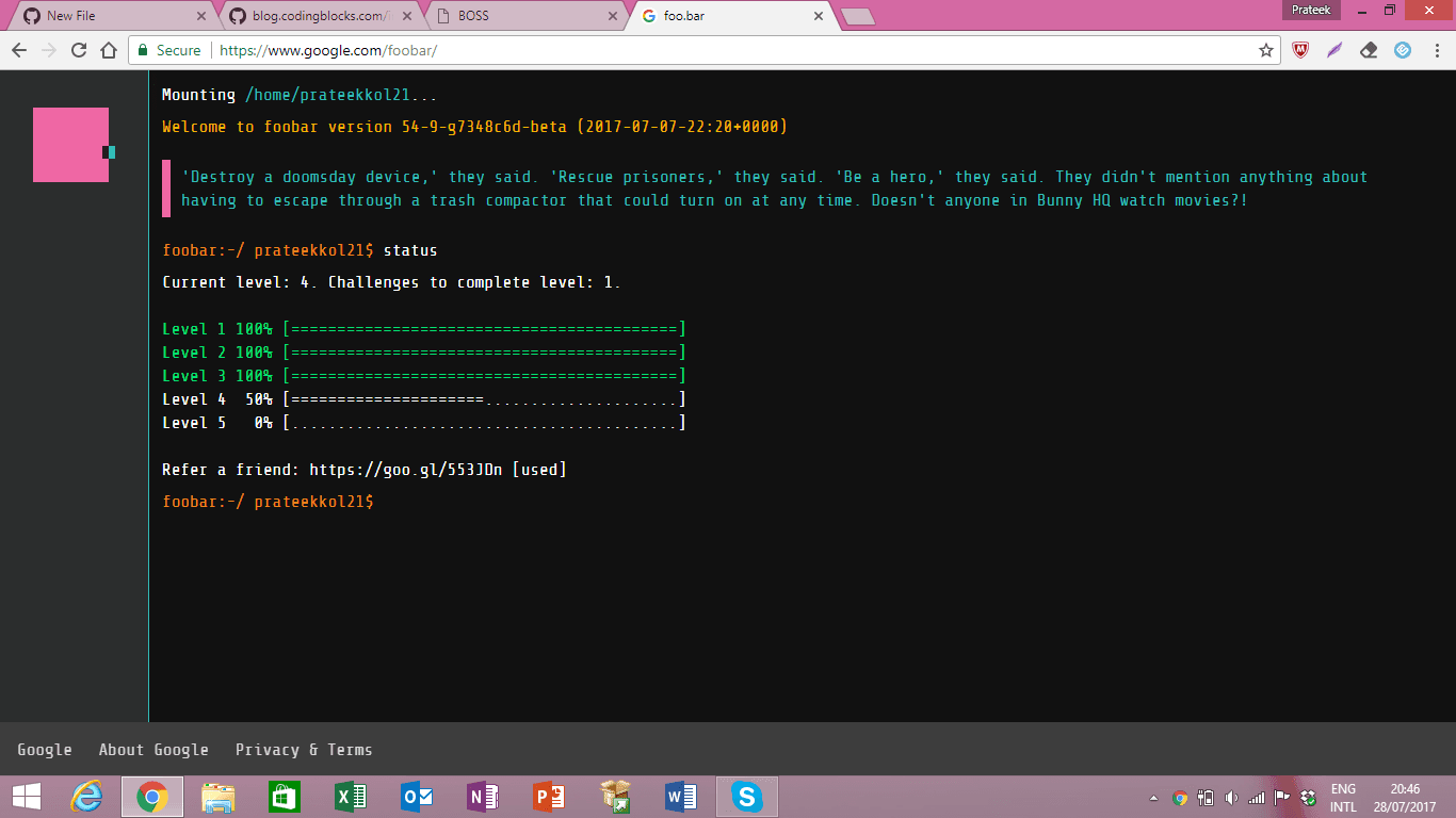 Cracking the Google Foobar challenge